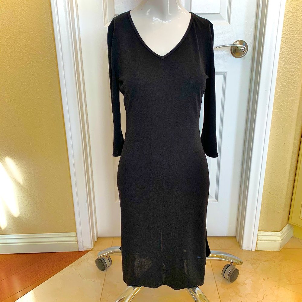 Banana Republic Classic long Sleeve V neck black Dress S